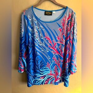 Bob Mackie Blue and Red Women's Top